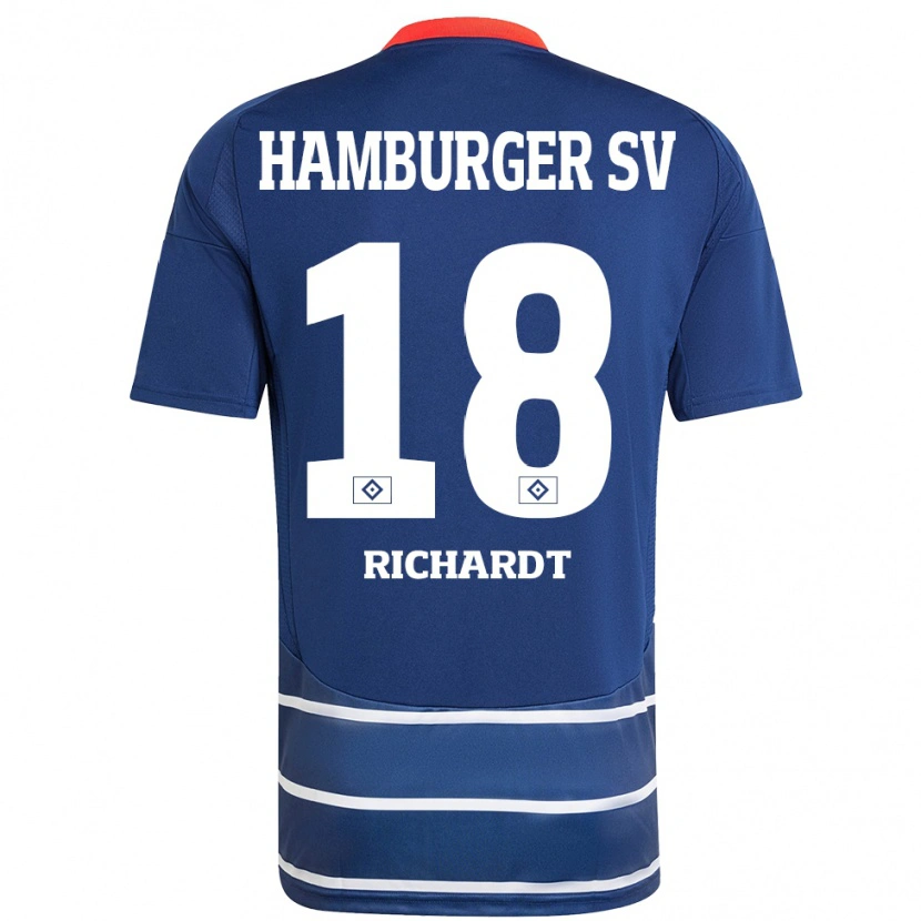 Danxen Bambino Maglia Dayo Richardt #18 Blu Scuro Kit Gara Away 2024/25 Maglietta