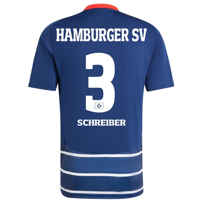 Danxen Bambino Maglia David Schreiber #3 Blu Scuro Kit Gara Away 2024/25 Maglietta