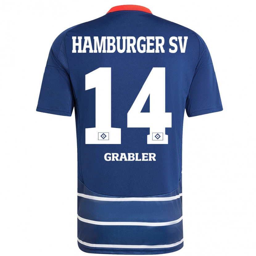 Danxen Bambino Maglia Lukne Gräßler #14 Blu Scuro Kit Gara Away 2024/25 Maglietta
