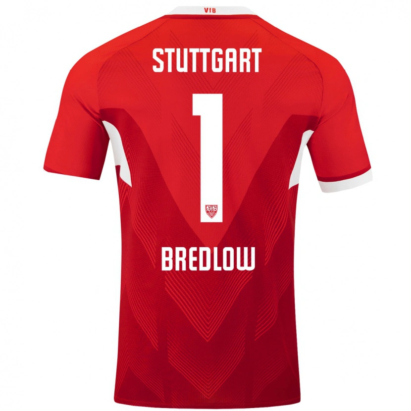 Danxen Bambino Maglia Fabian Bredlow #1 Rosso Bianco Kit Gara Away 2024/25 Maglietta