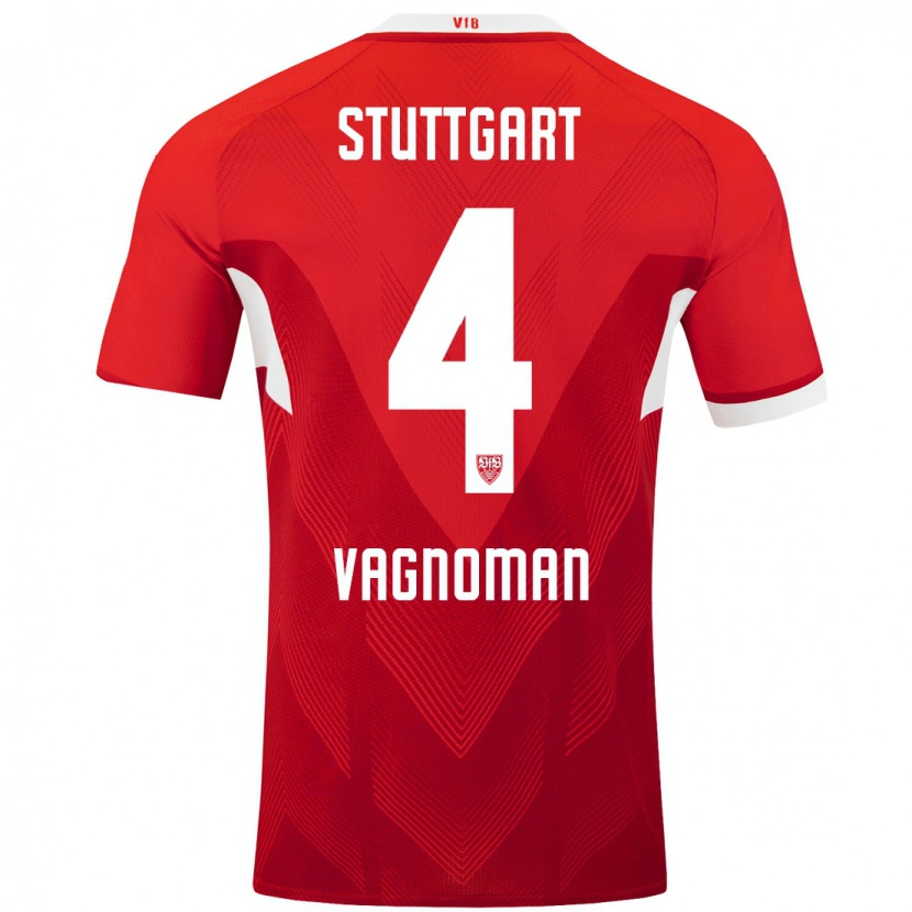 Danxen Bambino Maglia Josha Vagnoman #4 Rosso Bianco Kit Gara Away 2024/25 Maglietta