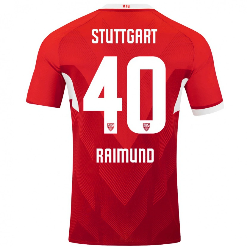 Danxen Bambino Maglia Luca Raimund #40 Rosso Bianco Kit Gara Away 2024/25 Maglietta