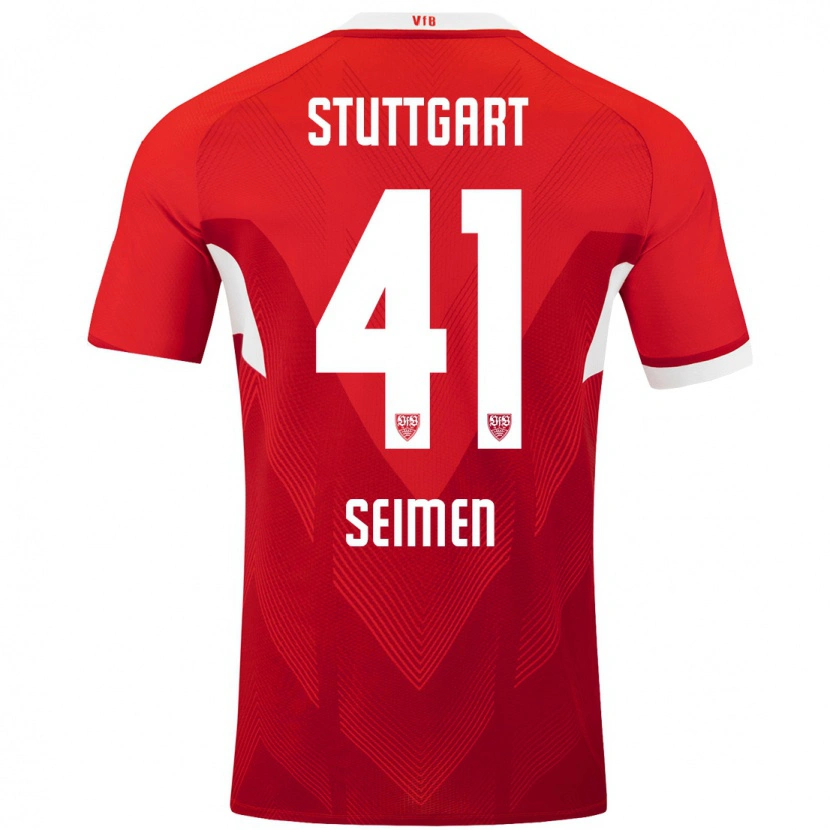Danxen Bambino Maglia Dennis Seimen #41 Rosso Bianco Kit Gara Away 2024/25 Maglietta