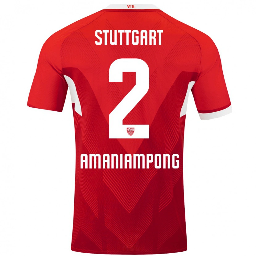 Danxen Bambino Maglia Kaden Amaniampong #2 Rosso Bianco Kit Gara Away 2024/25 Maglietta