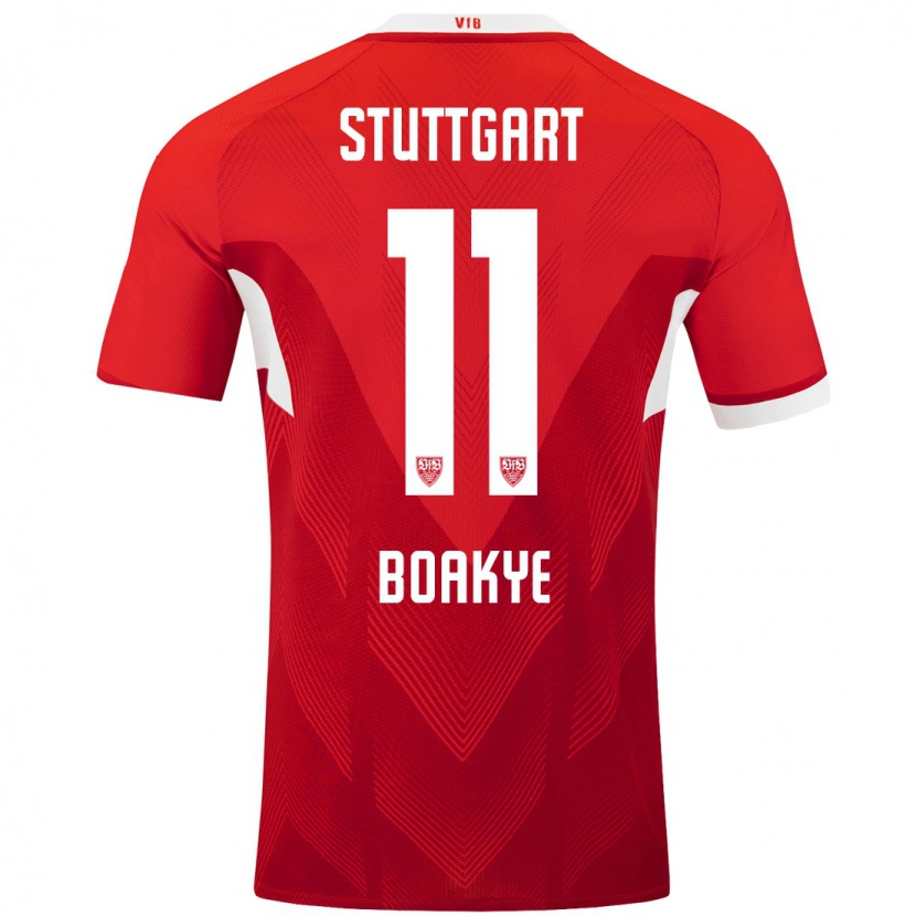 Danxen Bambino Maglia Benjamin Boakye #11 Rosso Bianco Kit Gara Away 2024/25 Maglietta