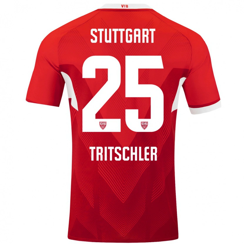 Danxen Bambino Maglia David Tritschler #25 Rosso Bianco Kit Gara Away 2024/25 Maglietta
