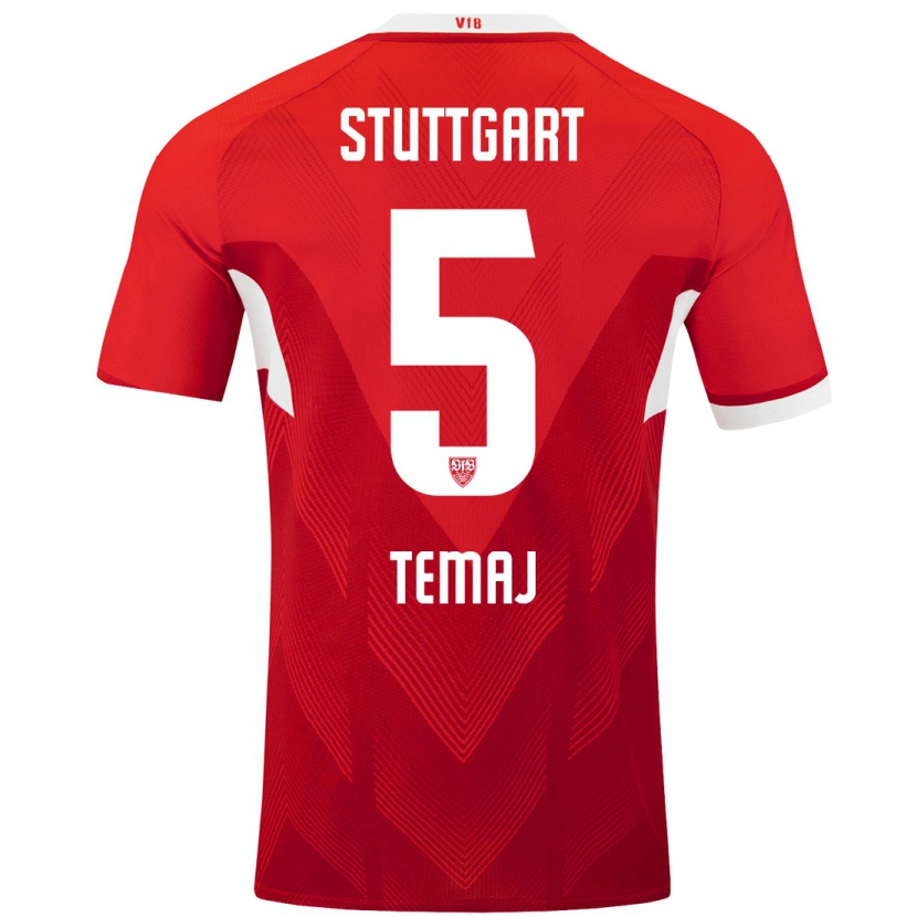 Danxen Bambino Maglia Laureta Temaj #5 Rosso Bianco Kit Gara Away 2024/25 Maglietta