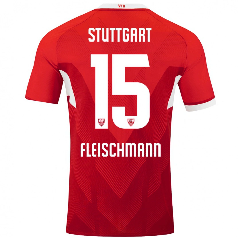 Danxen Bambino Maglia Svea Fleischmann #15 Rosso Bianco Kit Gara Away 2024/25 Maglietta