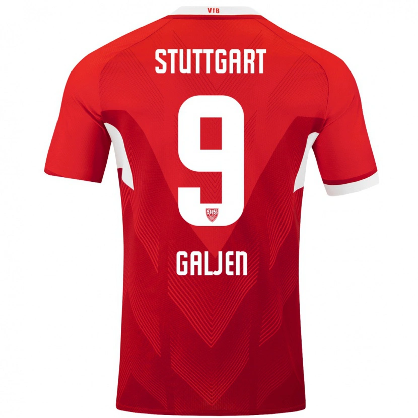 Danxen Bambino Maglia Dejan Galjen #9 Rosso Bianco Kit Gara Away 2024/25 Maglietta