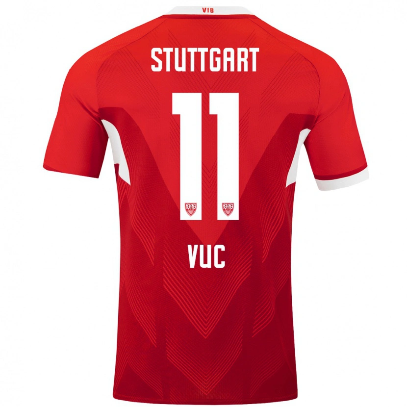 Danxen Bambino Maglia Patrick Vuc #11 Rosso Bianco Kit Gara Away 2024/25 Maglietta