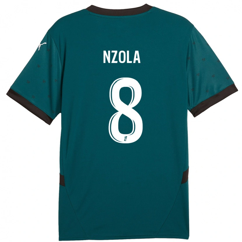 Danxen Bambino Maglia M'bala Nzola #8 Verde Scuro Kit Gara Away 2024/25 Maglietta