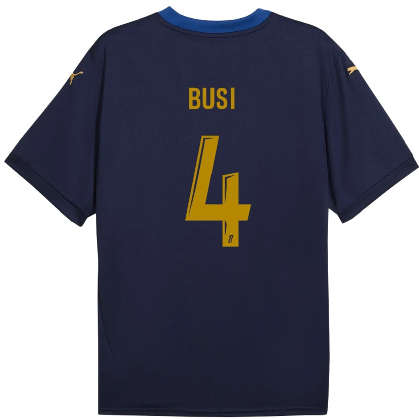 Danxen Bambino Maglia Maxime Busi #4 Blu Navy Kit Gara Away 2024/25 Maglietta
