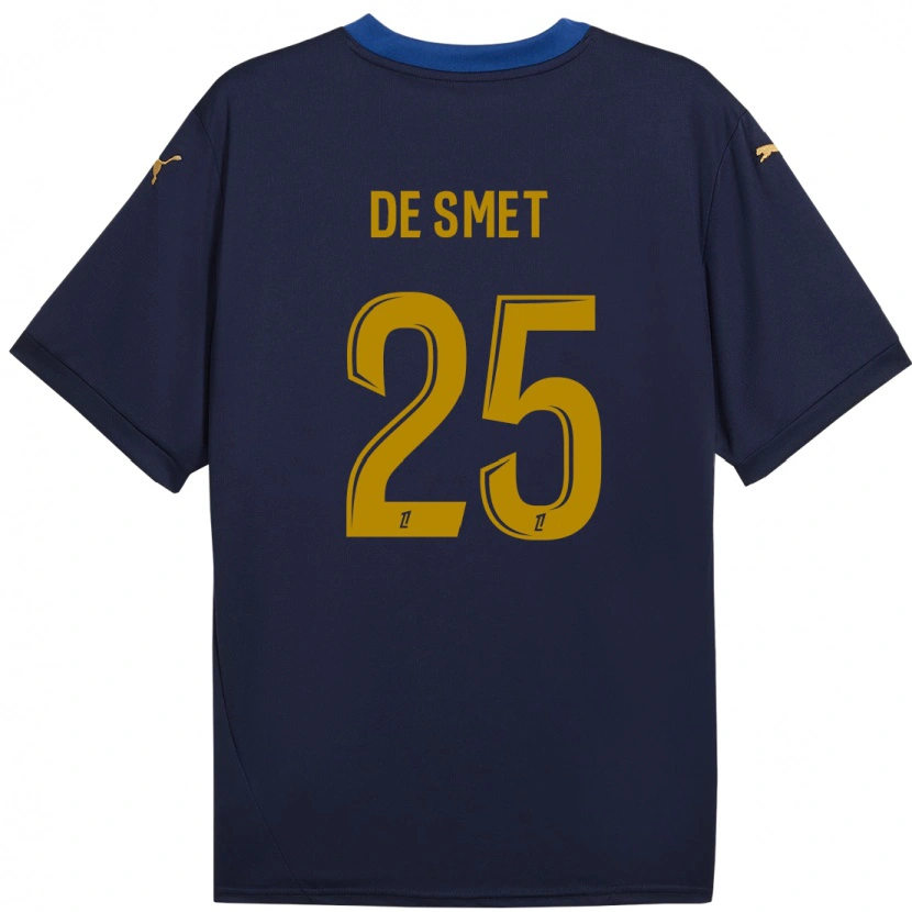Danxen Bambino Maglia Thibault De Smet #25 Blu Navy Kit Gara Away 2024/25 Maglietta
