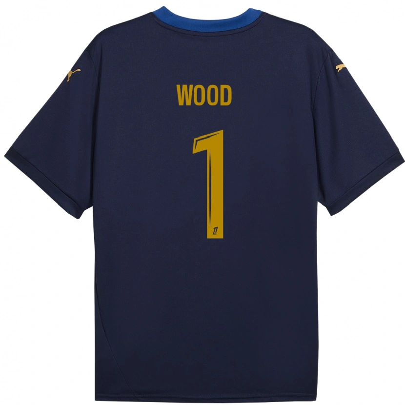 Danxen Bambino Maglia Mackenzie Wood #1 Blu Navy Kit Gara Away 2024/25 Maglietta