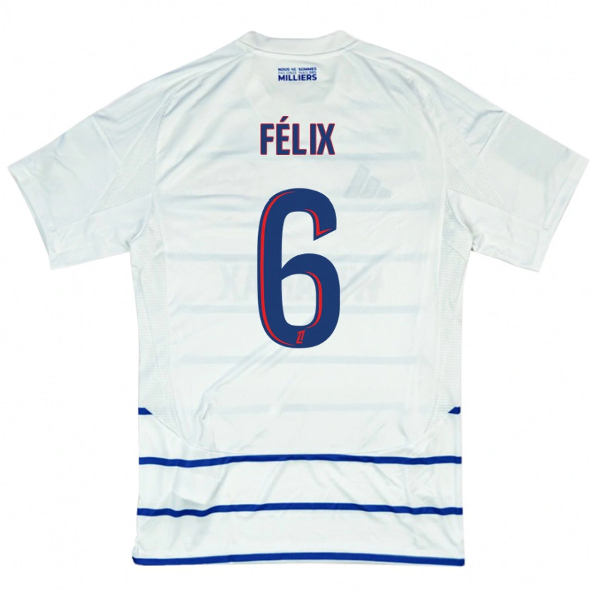 Danxen Bambino Maglia Félix Lemaréchal #6 Bianco Blu Kit Gara Away 2024/25 Maglietta