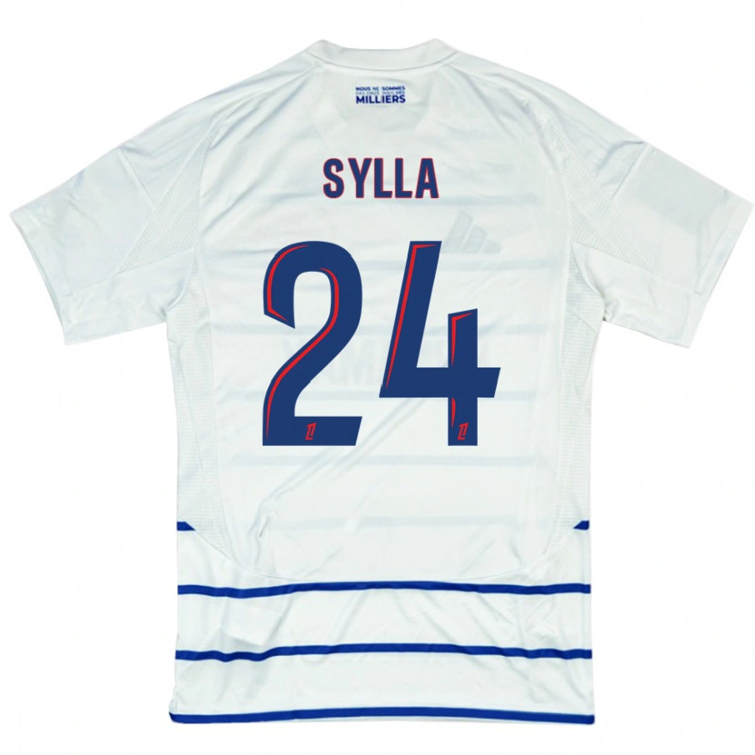Danxen Bambino Maglia Abakar Sylla #24 Bianco Blu Kit Gara Away 2024/25 Maglietta