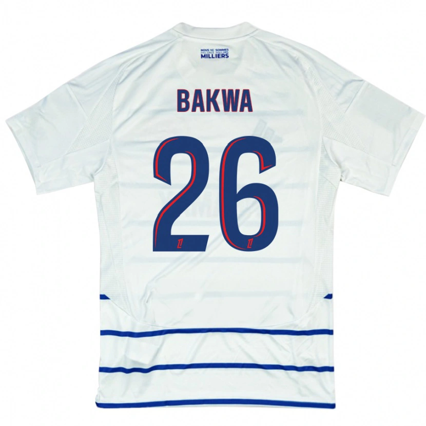 Danxen Bambino Maglia Dilane Bakwa #26 Bianco Blu Kit Gara Away 2024/25 Maglietta
