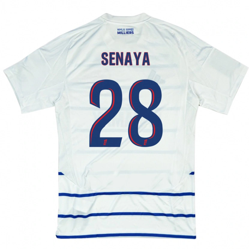 Danxen Bambino Maglia Marvin Senaya #28 Bianco Blu Kit Gara Away 2024/25 Maglietta