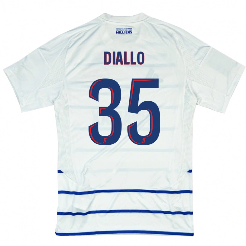 Danxen Bambino Maglia Tidiane Diallo #35 Bianco Blu Kit Gara Away 2024/25 Maglietta