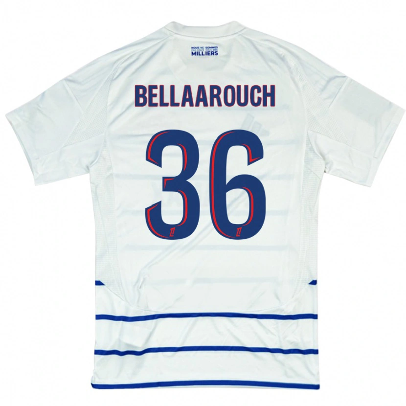 Danxen Bambino Maglia Alaa Bellaarouch #36 Bianco Blu Kit Gara Away 2024/25 Maglietta
