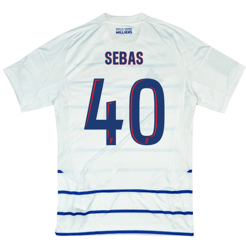 Danxen Bambino Maglia Jérémy Sebas #40 Bianco Blu Kit Gara Away 2024/25 Maglietta
