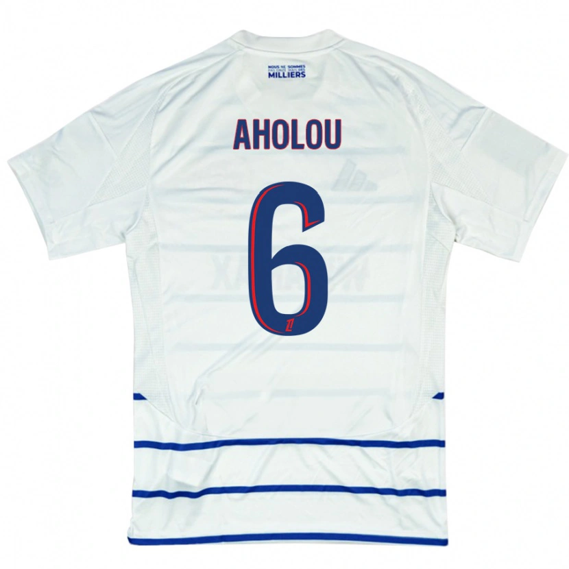 Danxen Bambino Maglia Jean-Eudes Aholou #6 Bianco Blu Kit Gara Away 2024/25 Maglietta