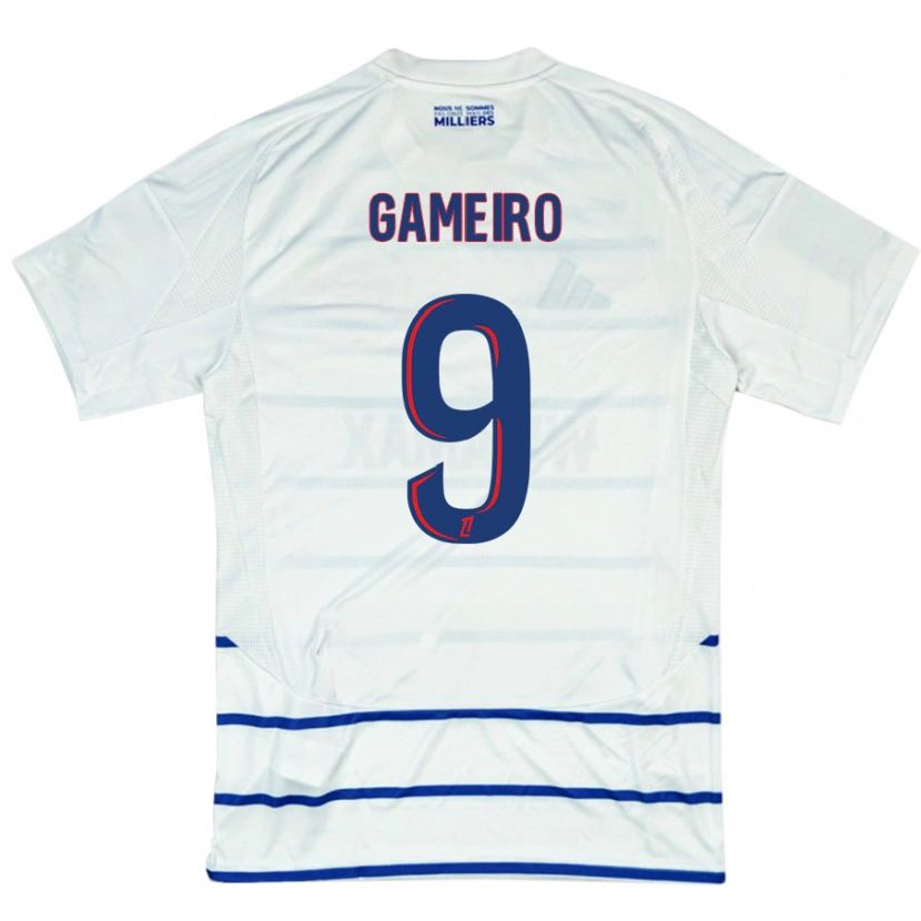 Danxen Bambino Maglia Kévin Gameiro #9 Bianco Blu Kit Gara Away 2024/25 Maglietta