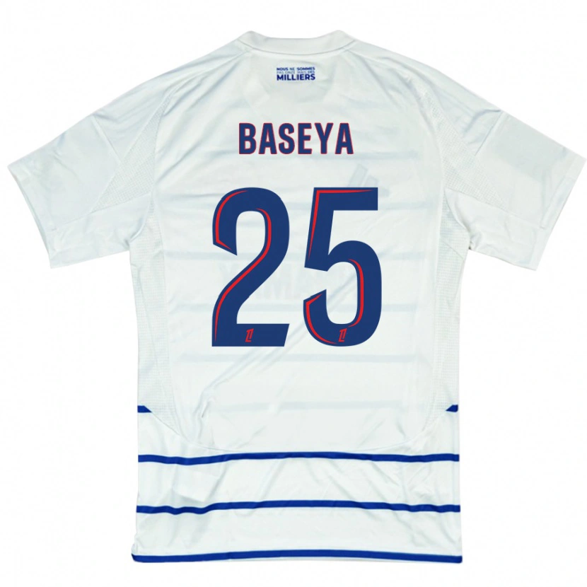 Danxen Bambino Maglia Steven Baseya #25 Bianco Blu Kit Gara Away 2024/25 Maglietta