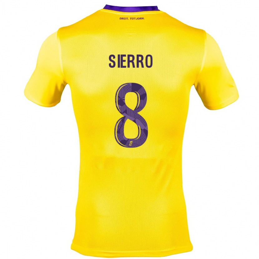 Danxen Bambino Maglia Vincent Sierro #8 Giallo Viola Kit Gara Away 2024/25 Maglietta