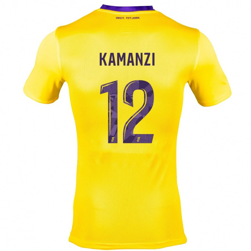 Danxen Bambino Maglia Warren Kamanzi #12 Giallo Viola Kit Gara Away 2024/25 Maglietta
