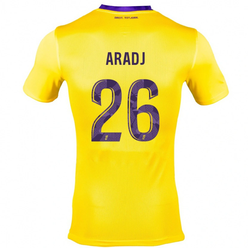 Danxen Bambino Maglia Ylies Aradj #26 Giallo Viola Kit Gara Away 2024/25 Maglietta