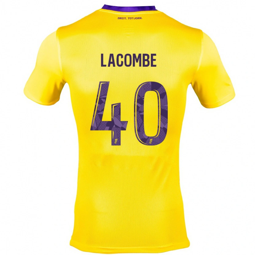 Danxen Bambino Maglia Justin Lacombe #40 Giallo Viola Kit Gara Away 2024/25 Maglietta