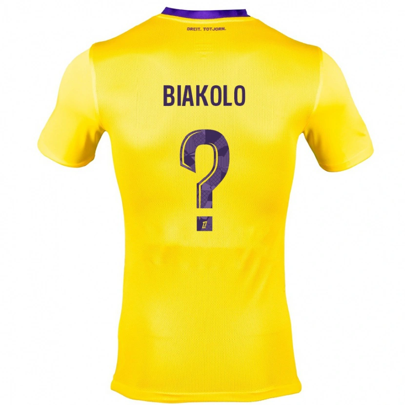 Danxen Bambino Maglia Tony Biakolo #0 Giallo Viola Kit Gara Away 2024/25 Maglietta