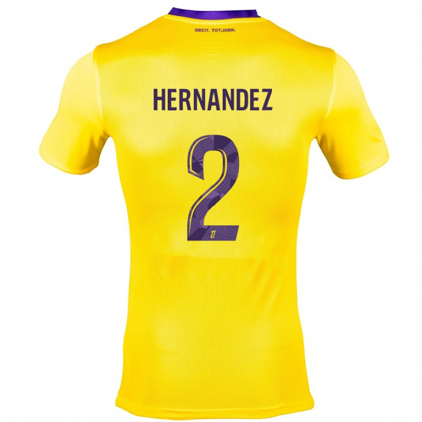 Danxen Bambino Maglia Lucie Hernandez #2 Giallo Viola Kit Gara Away 2024/25 Maglietta