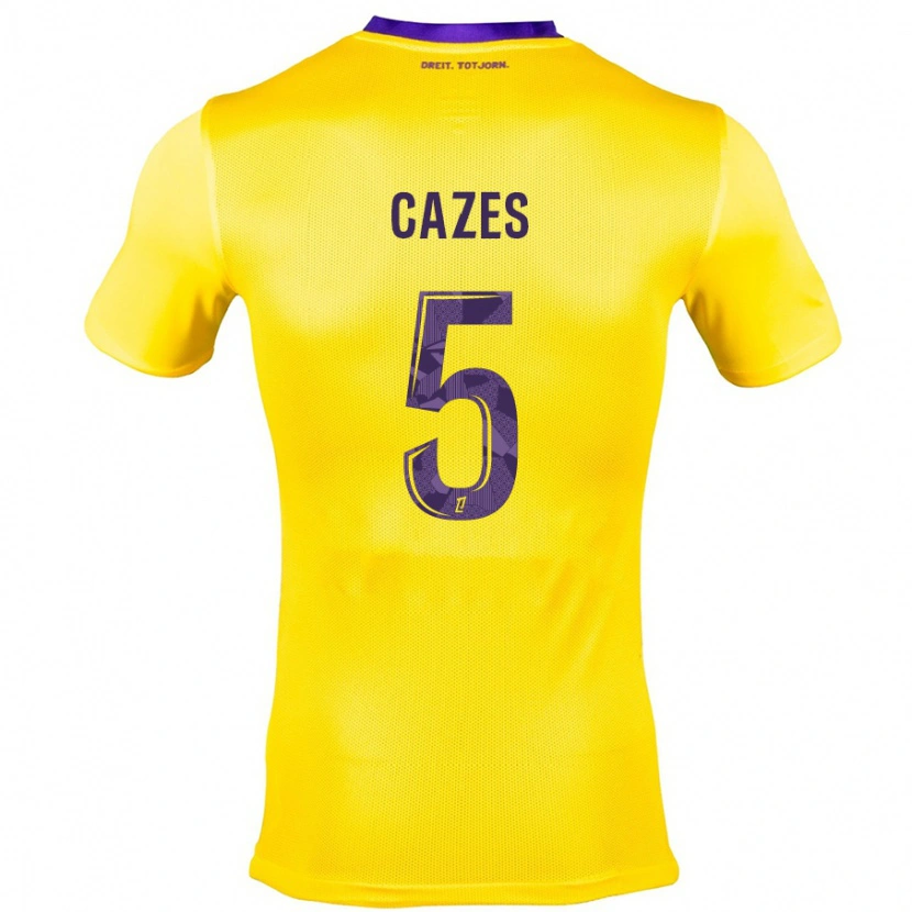 Danxen Bambino Maglia Manon Cazes #5 Giallo Viola Kit Gara Away 2024/25 Maglietta