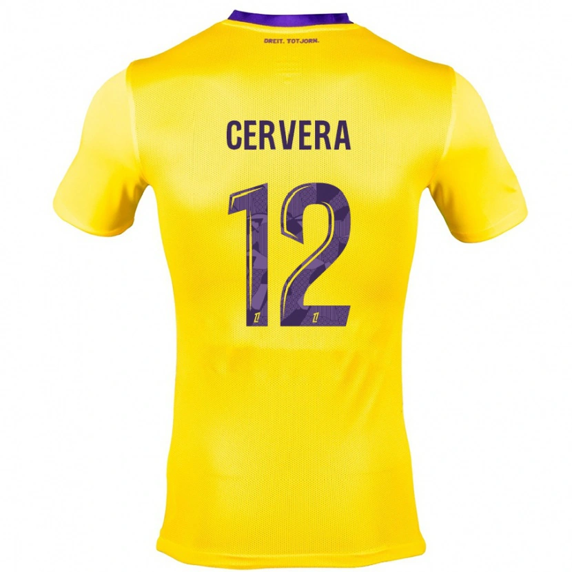 Danxen Bambino Maglia Laurianne Cervera #12 Giallo Viola Kit Gara Away 2024/25 Maglietta