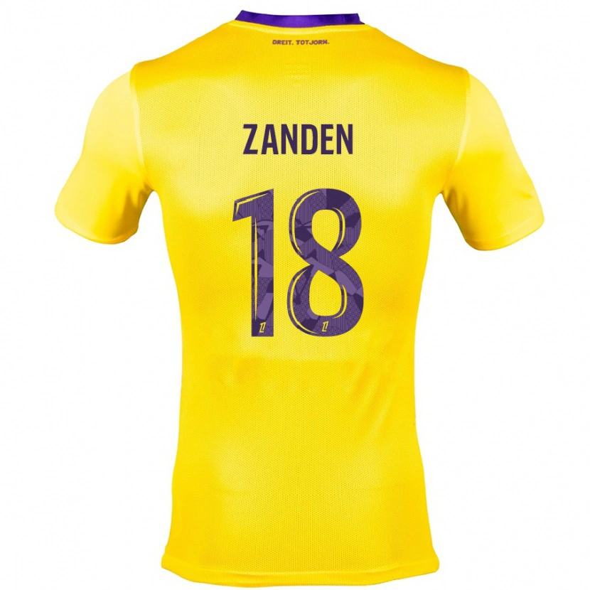 Danxen Bambino Maglia Oliver Zandén #18 Giallo Viola Kit Gara Away 2024/25 Maglietta