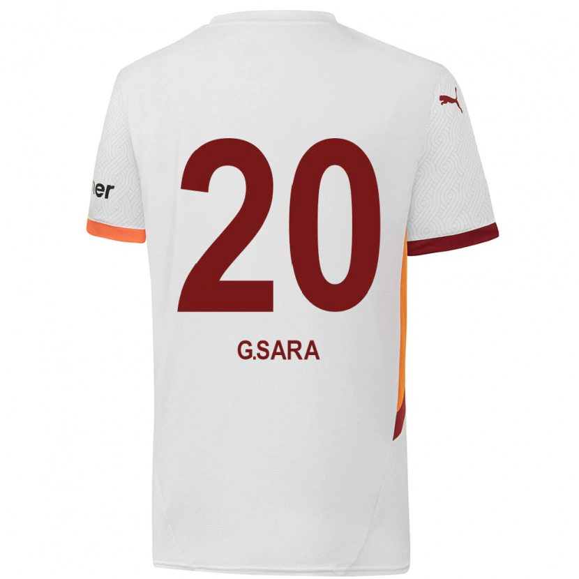 Danxen Bambino Maglia Gabriel Sara #20 Bianco Giallo Rosso Kit Gara Away 2024/25 Maglietta