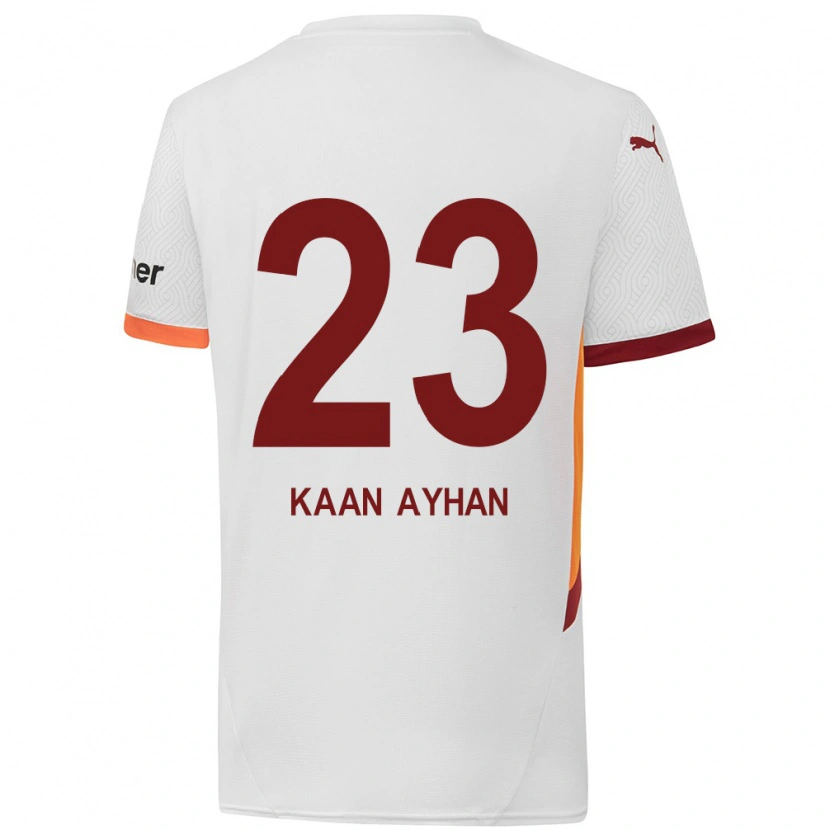 Danxen Bambino Maglia Kaan Ayhan #23 Bianco Giallo Rosso Kit Gara Away 2024/25 Maglietta