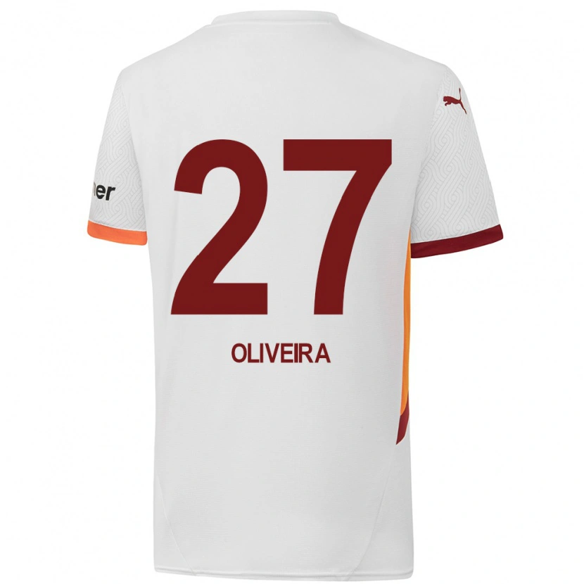Danxen Bambino Maglia Sérgio Oliveira #27 Bianco Giallo Rosso Kit Gara Away 2024/25 Maglietta