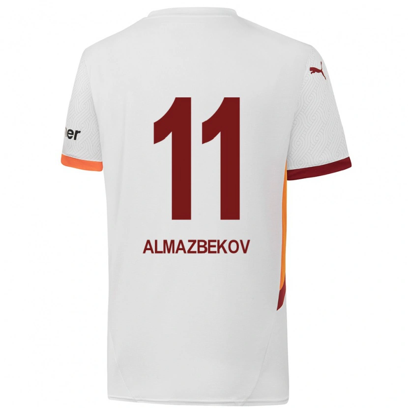 Danxen Bambino Maglia Beknaz Almazbekov #11 Bianco Giallo Rosso Kit Gara Away 2024/25 Maglietta