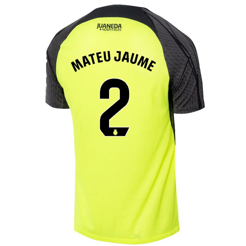 Danxen Bambino Maglia Mateu Morey #2 Verde Fluorescente Nero Kit Gara Away 2024/25 Maglietta
