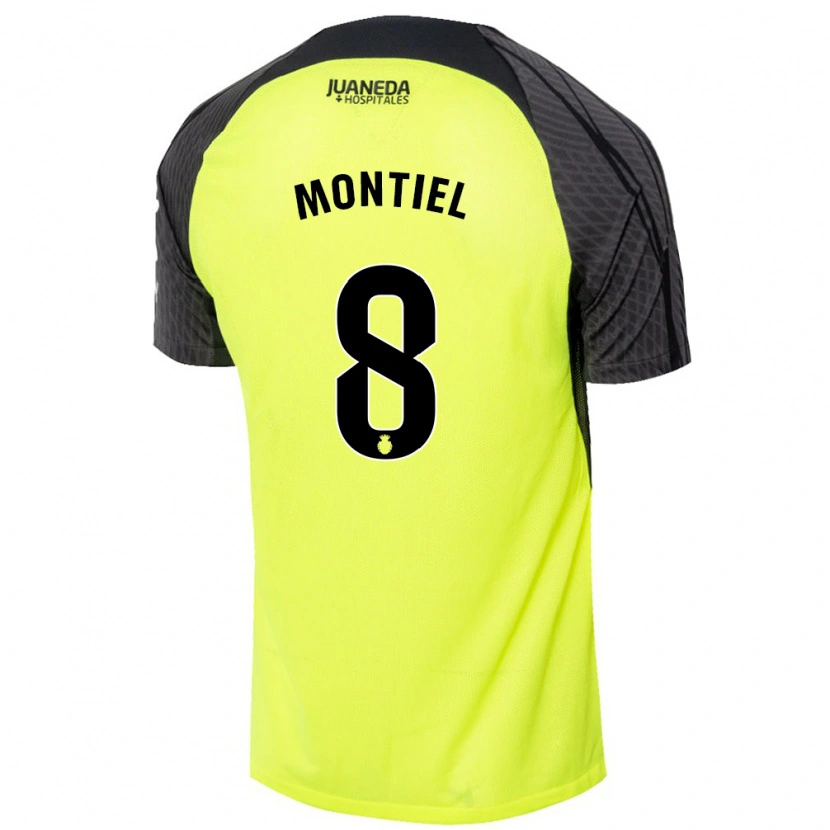 Danxen Bambino Maglia Luis Montiel #8 Verde Fluorescente Nero Kit Gara Away 2024/25 Maglietta