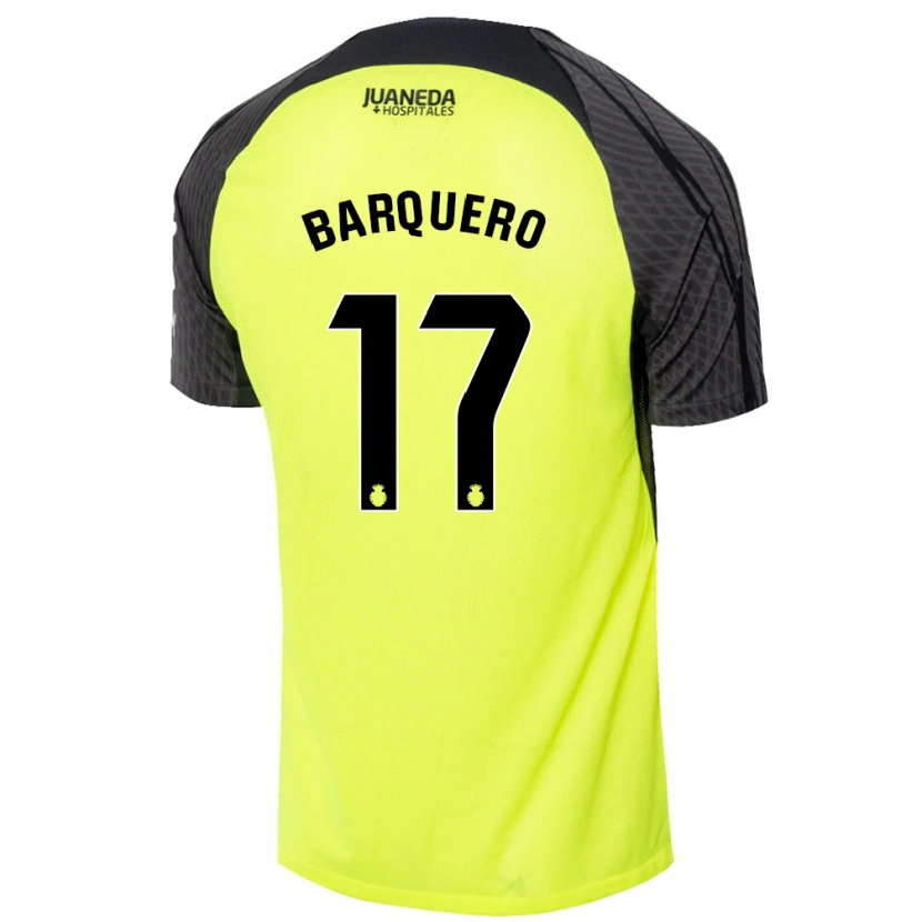 Danxen Bambino Maglia Adrián Barquero #17 Verde Fluorescente Nero Kit Gara Away 2024/25 Maglietta