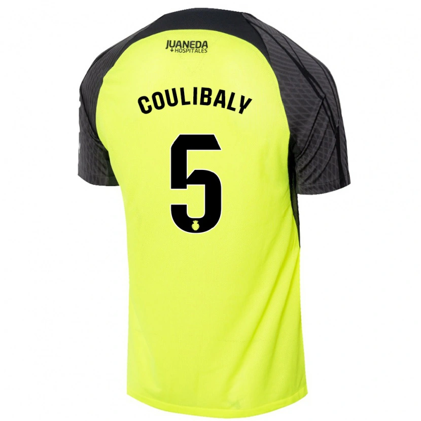 Danxen Bambino Maglia Habib Anas Coulibaly #5 Verde Fluorescente Nero Kit Gara Away 2024/25 Maglietta