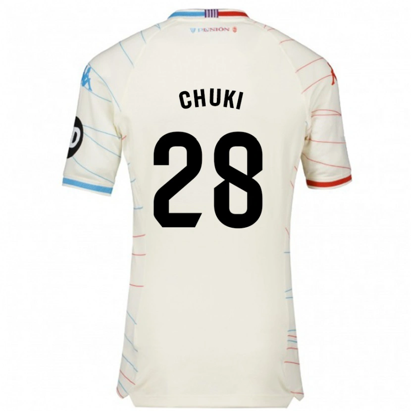 Danxen Bambino Maglia Chuki #28 Bianco Rosso Blu Kit Gara Away 2024/25 Maglietta