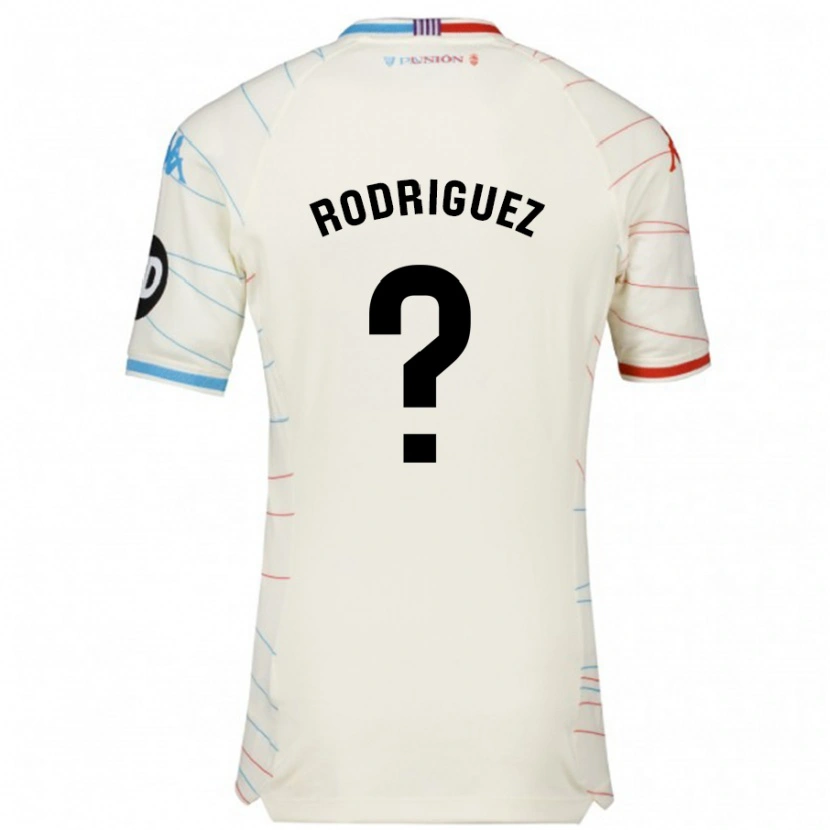 Danxen Bambino Maglia Gabriel Rodríguez #0 Bianco Rosso Blu Kit Gara Away 2024/25 Maglietta