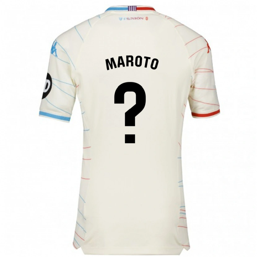 Danxen Bambino Maglia Mario Maroto #0 Bianco Rosso Blu Kit Gara Away 2024/25 Maglietta