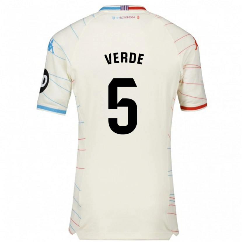 Danxen Bambino Maglia Adrián Verde #5 Bianco Rosso Blu Kit Gara Away 2024/25 Maglietta