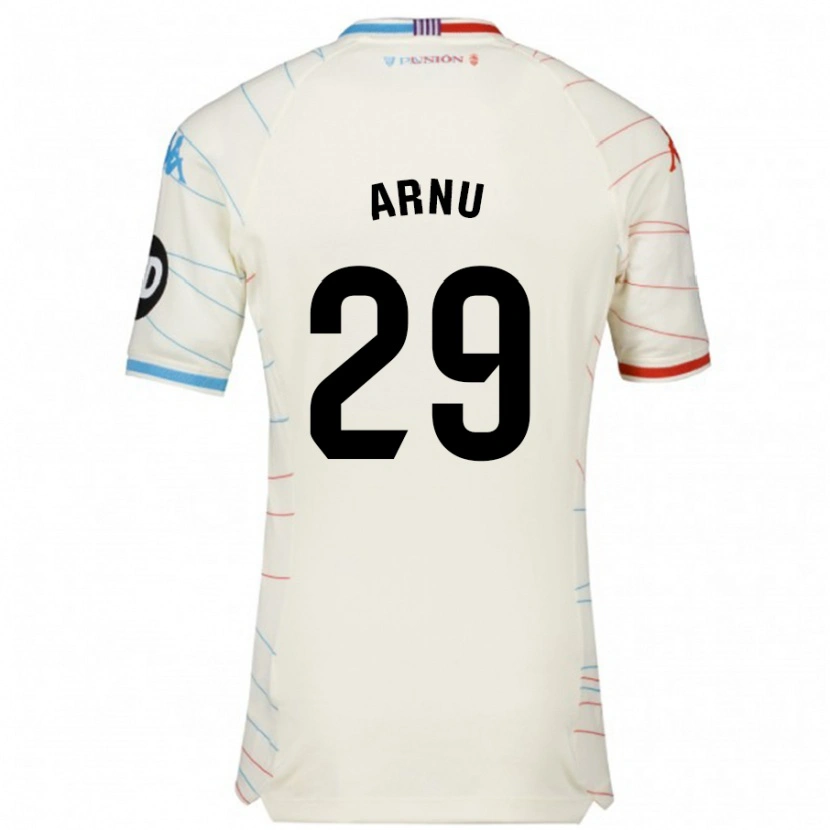 Danxen Bambino Maglia Adrián Arnu #29 Bianco Rosso Blu Kit Gara Away 2024/25 Maglietta